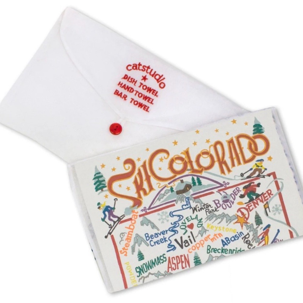 Ski Colorado by Catstudio Embroidered Hand Tea Kitchen Towel